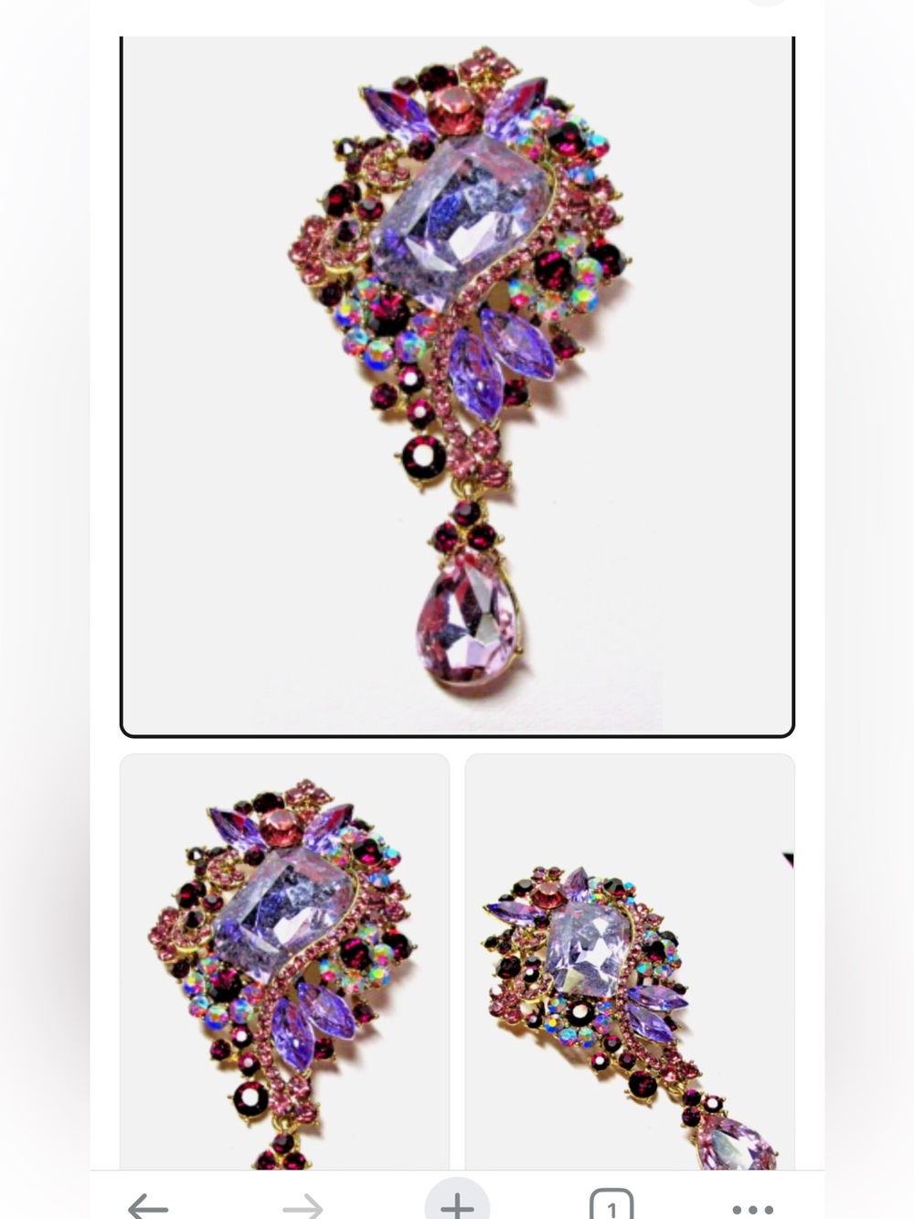 Purple Crystal Drop Statement Brooch - Elegant Women’s Jewelry